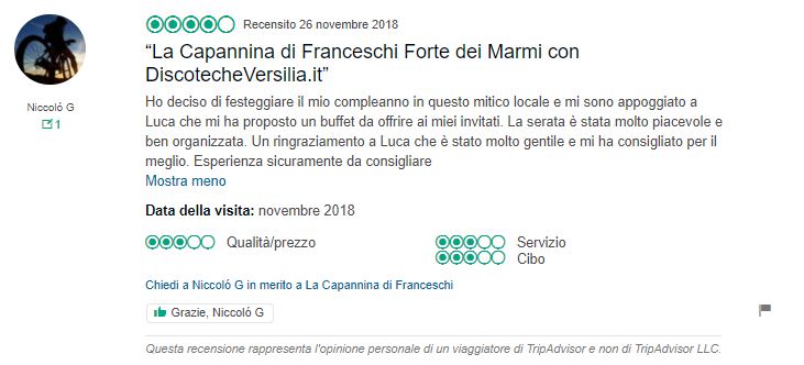 recensioni capannina di franceschi